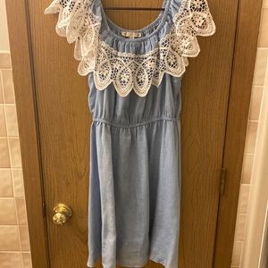 Off shoulder blue dress